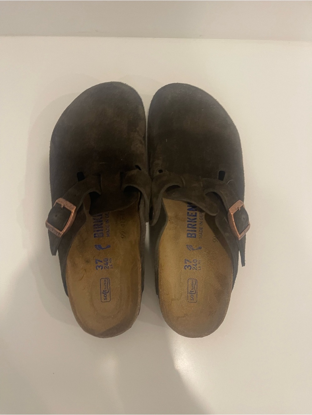 Birkenstock Boston Suede Clogs - Brown with Copper Buckle